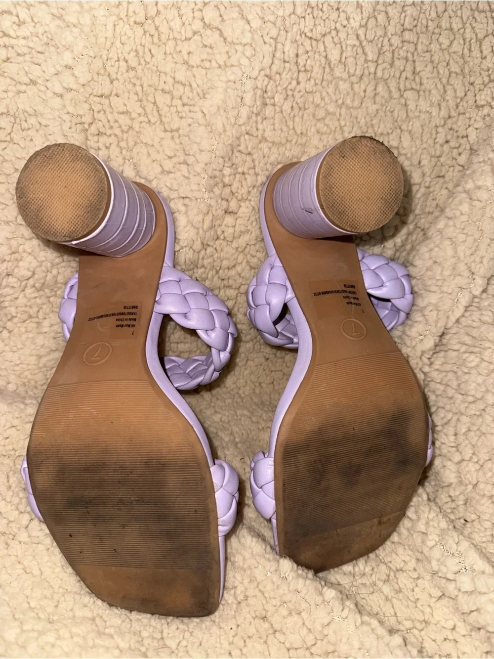 A New Day Lilac Braided Double-Strap Block Heel Sandals - Women